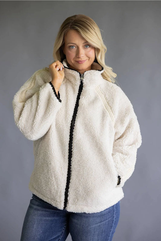 Sherpa Lace Trim Jacket