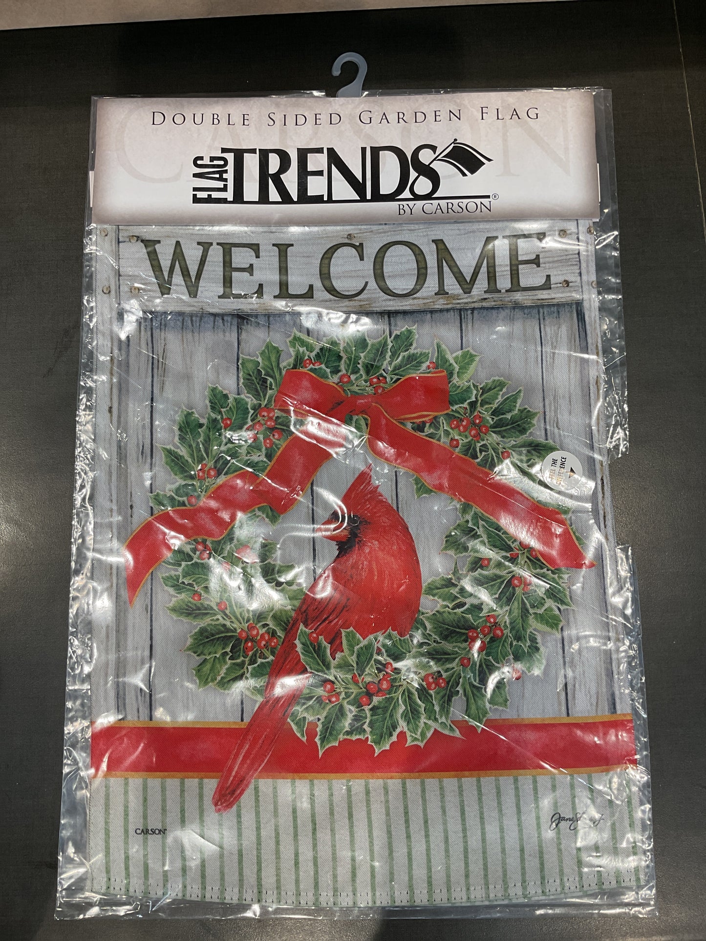 Rustic Cardinal Wreath Garden Flag