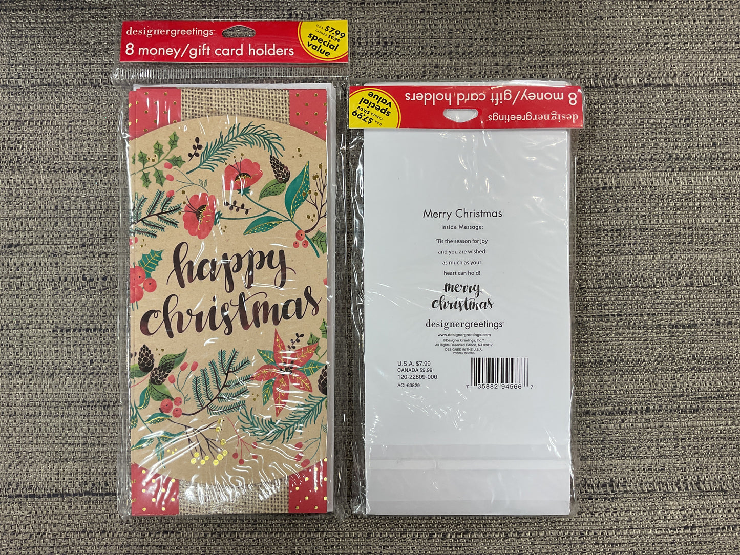 8 Ct Holiday Money/Gift Card Holders