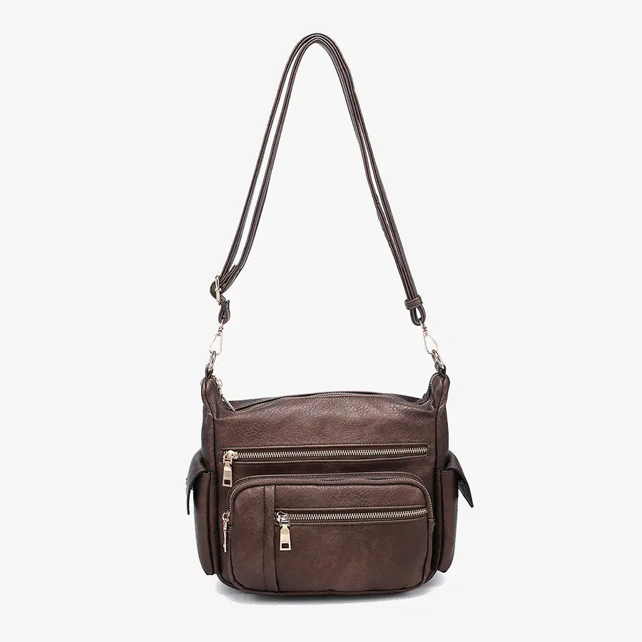 Nicole Multi-Zip Crossbody Bag w/ Side Pockets