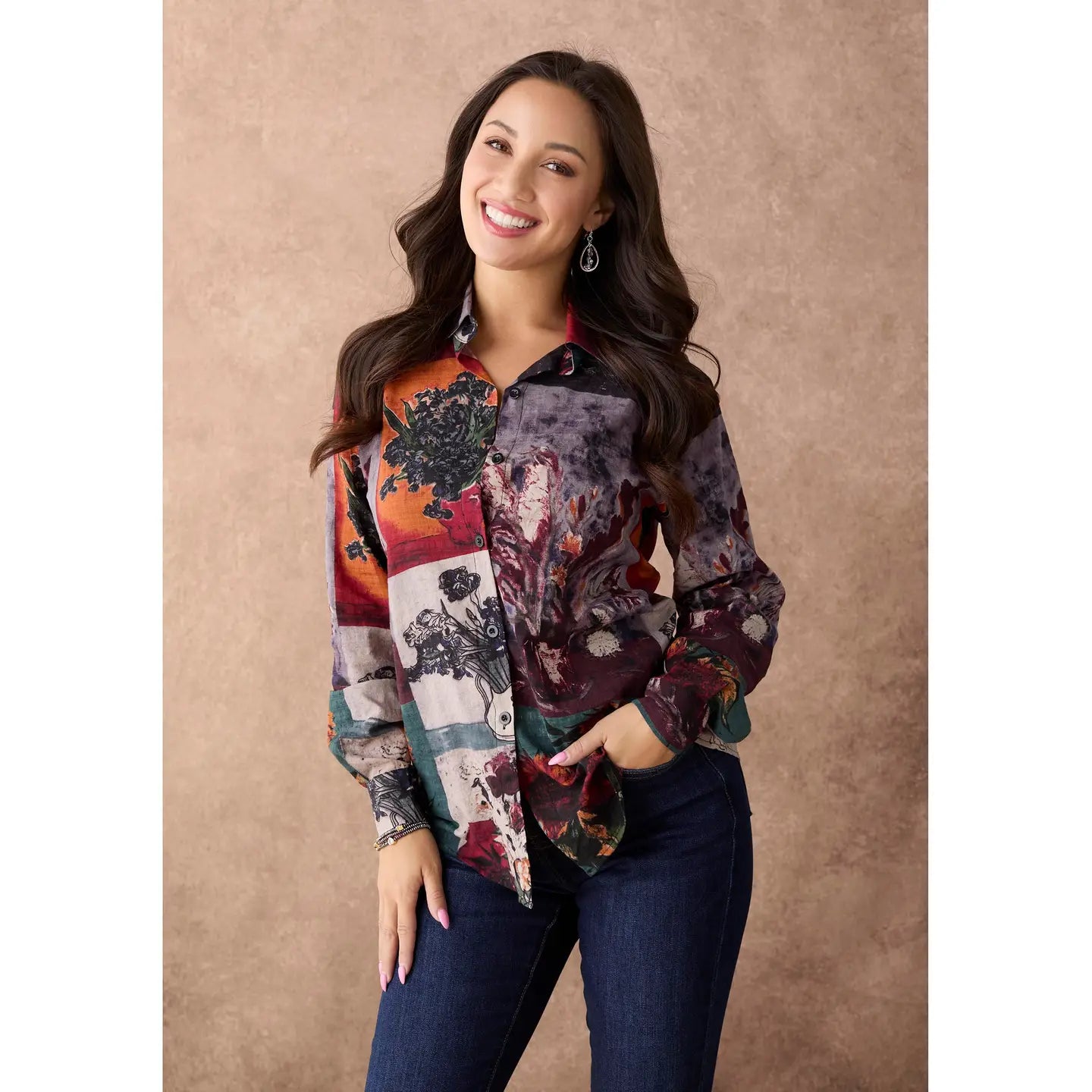 Ronja Colorblock Floral Print Blouse