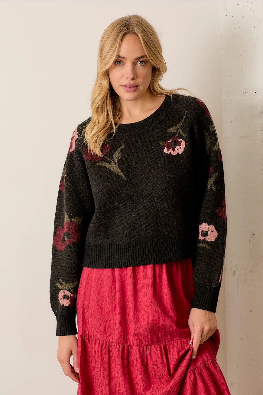 Printed Floral Sweater