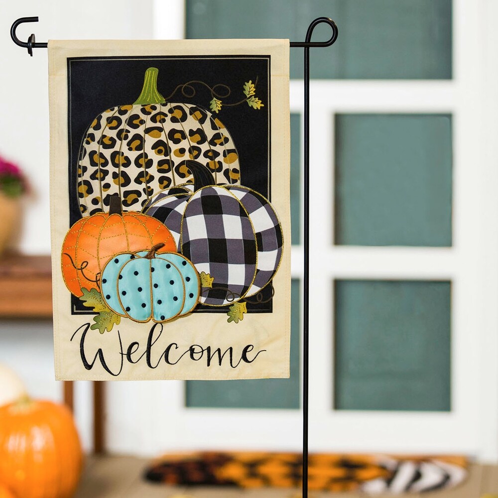 Mixed Print Pumpkins Garden Linen Flag
