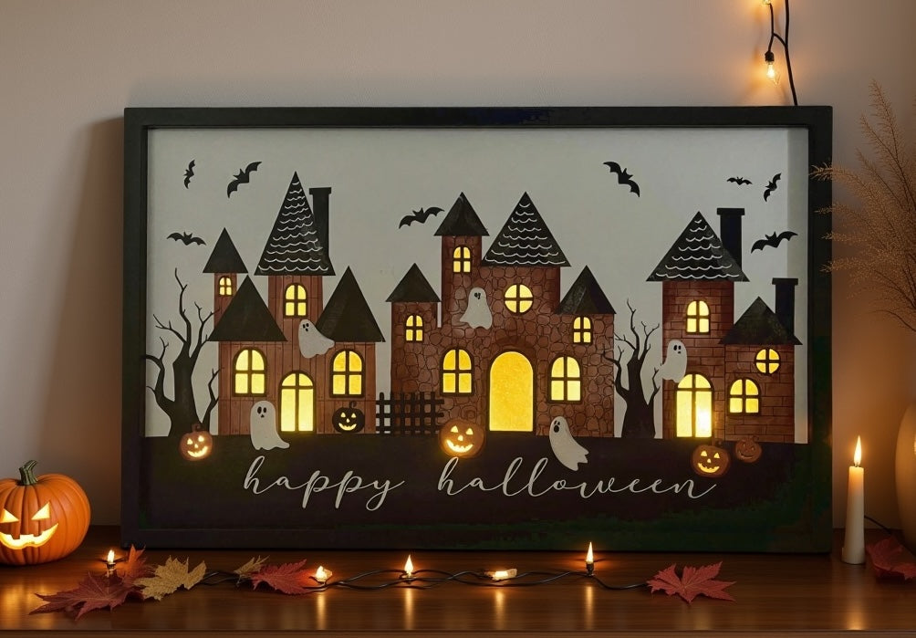 Happy Halloween LED Framed Print