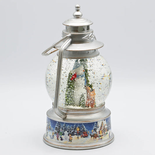 Confetti Lites Lighted Swirl Lantern with Snowman & Village Scene Base