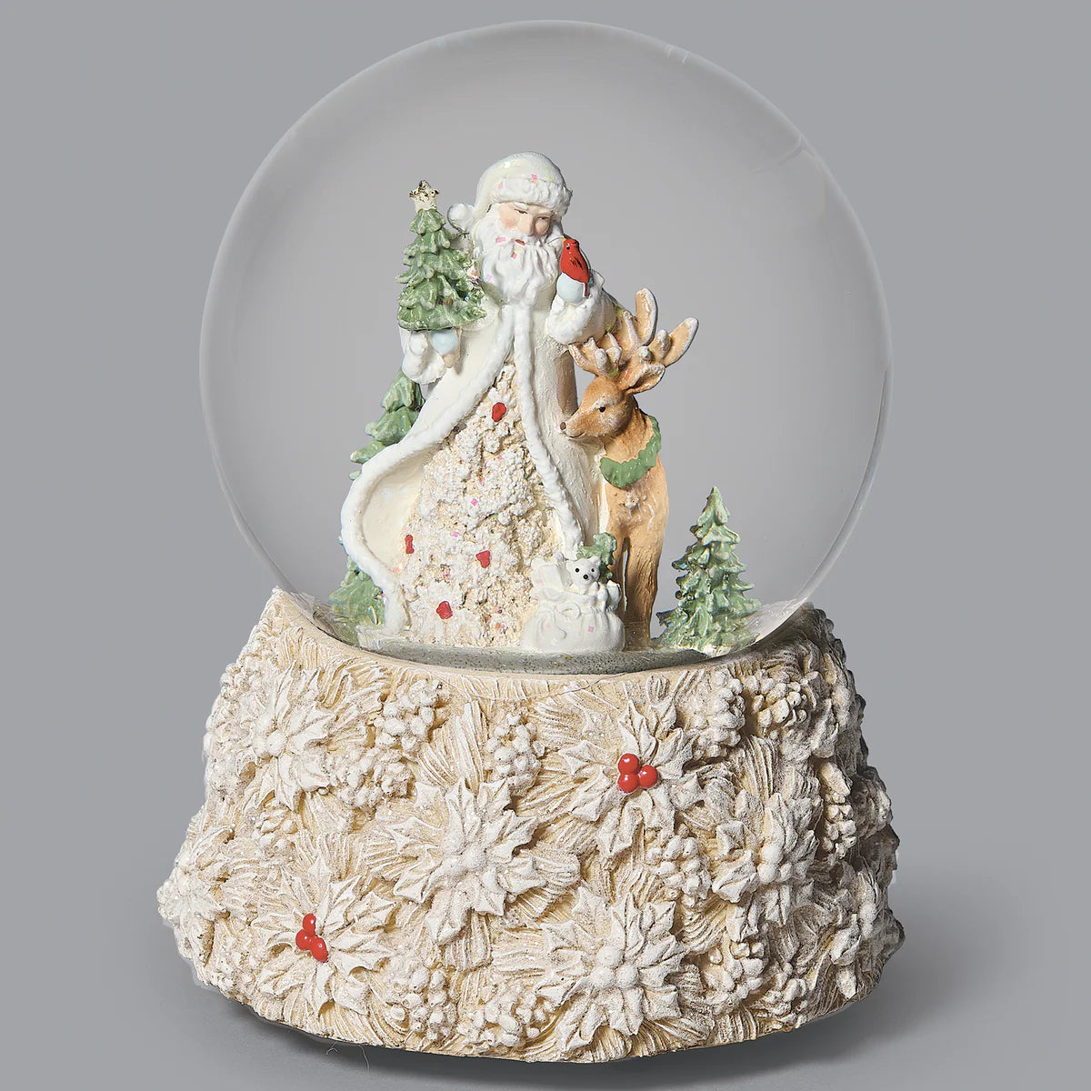 Glitterdome Santa & Reindeer Poinsettia
