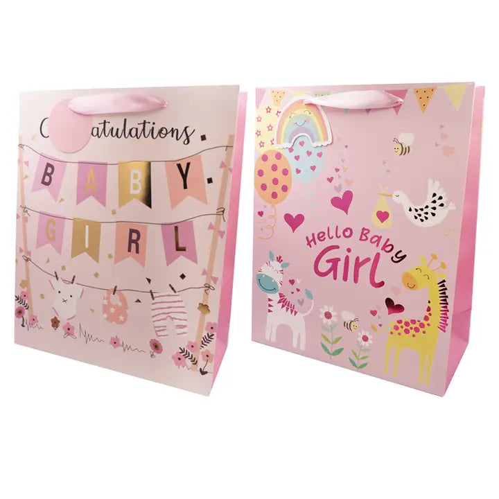 Baby Girl Foil Front Gift Bag