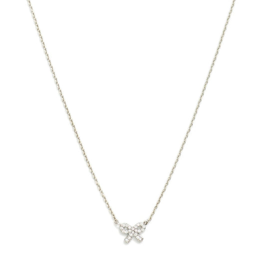 Chain Link Necklace Featuring Cubic Zirconia Bow Pendant