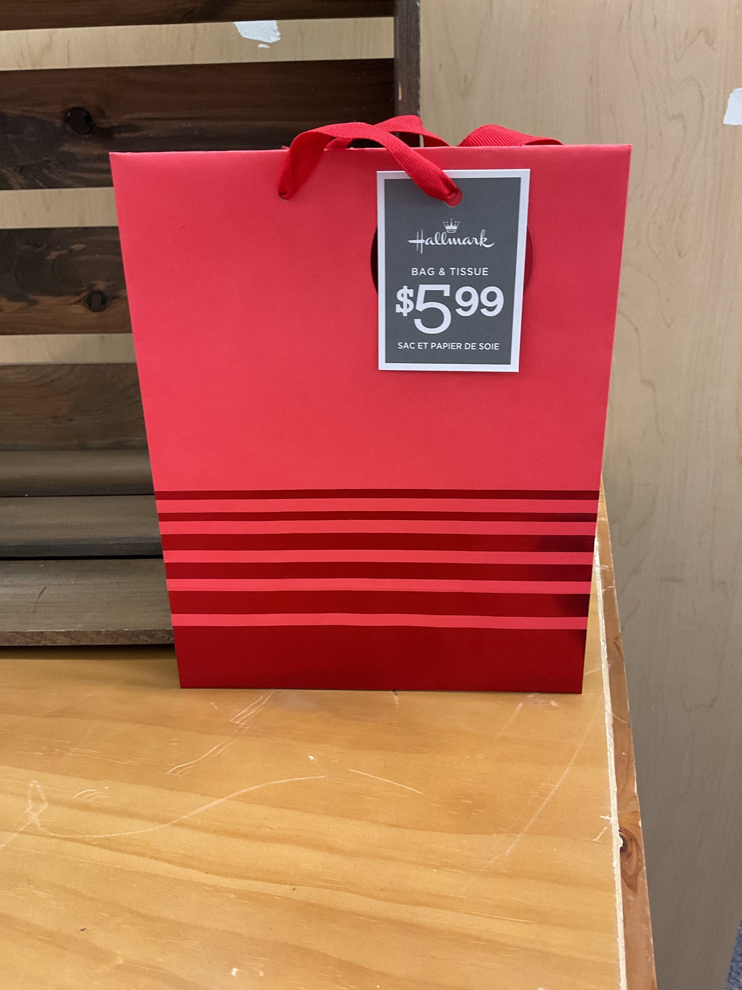Small Red with Stripes Gift Bag