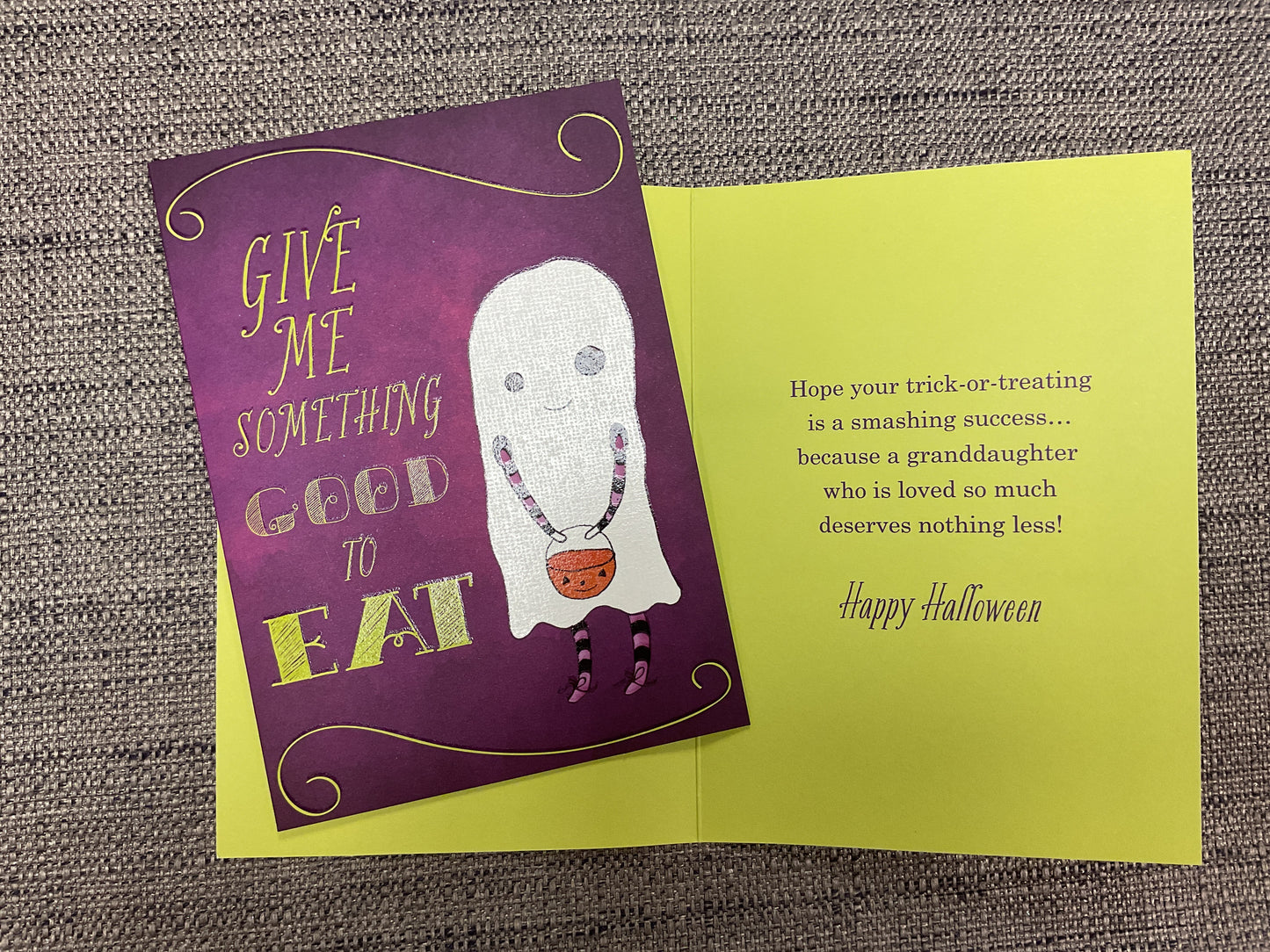 Give Me Something Good to Eat Granddaughter Halloween Card