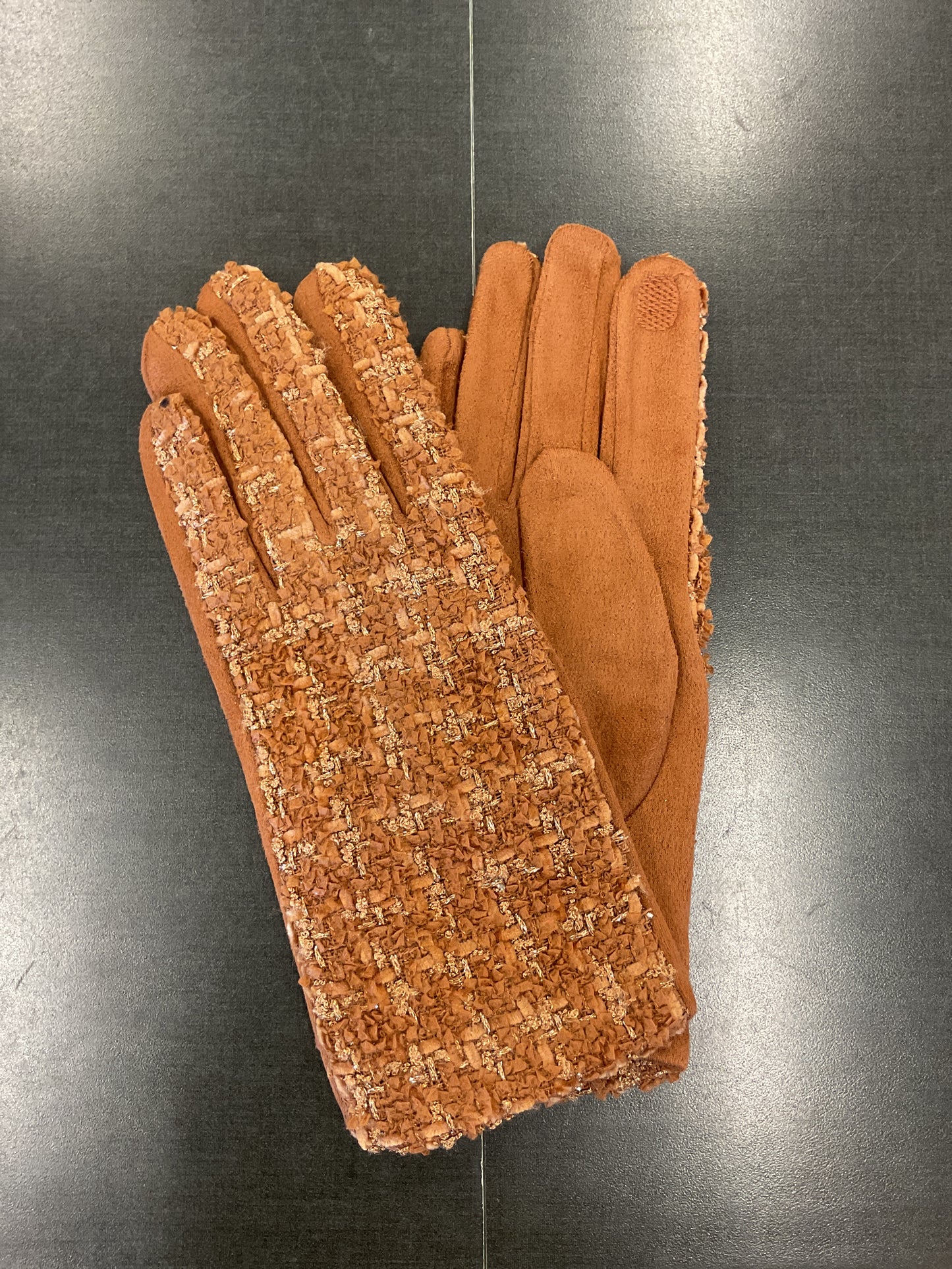 Shimmering Tweed Faux Suede Gloves