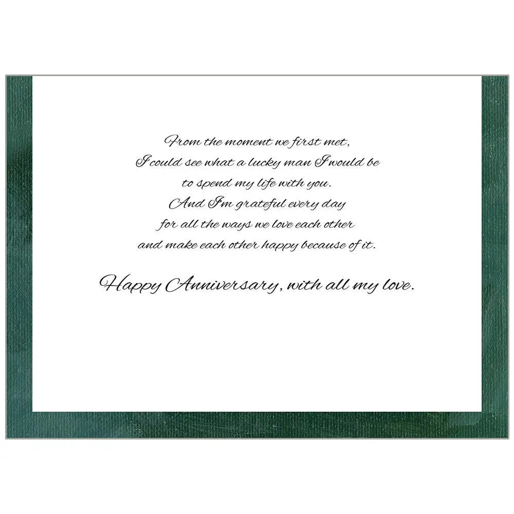 Floral On Green - Anniversary Wife Card