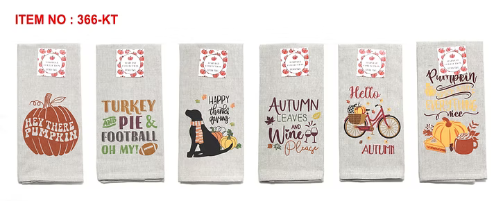 Fall Harvest Saying Tea Towels