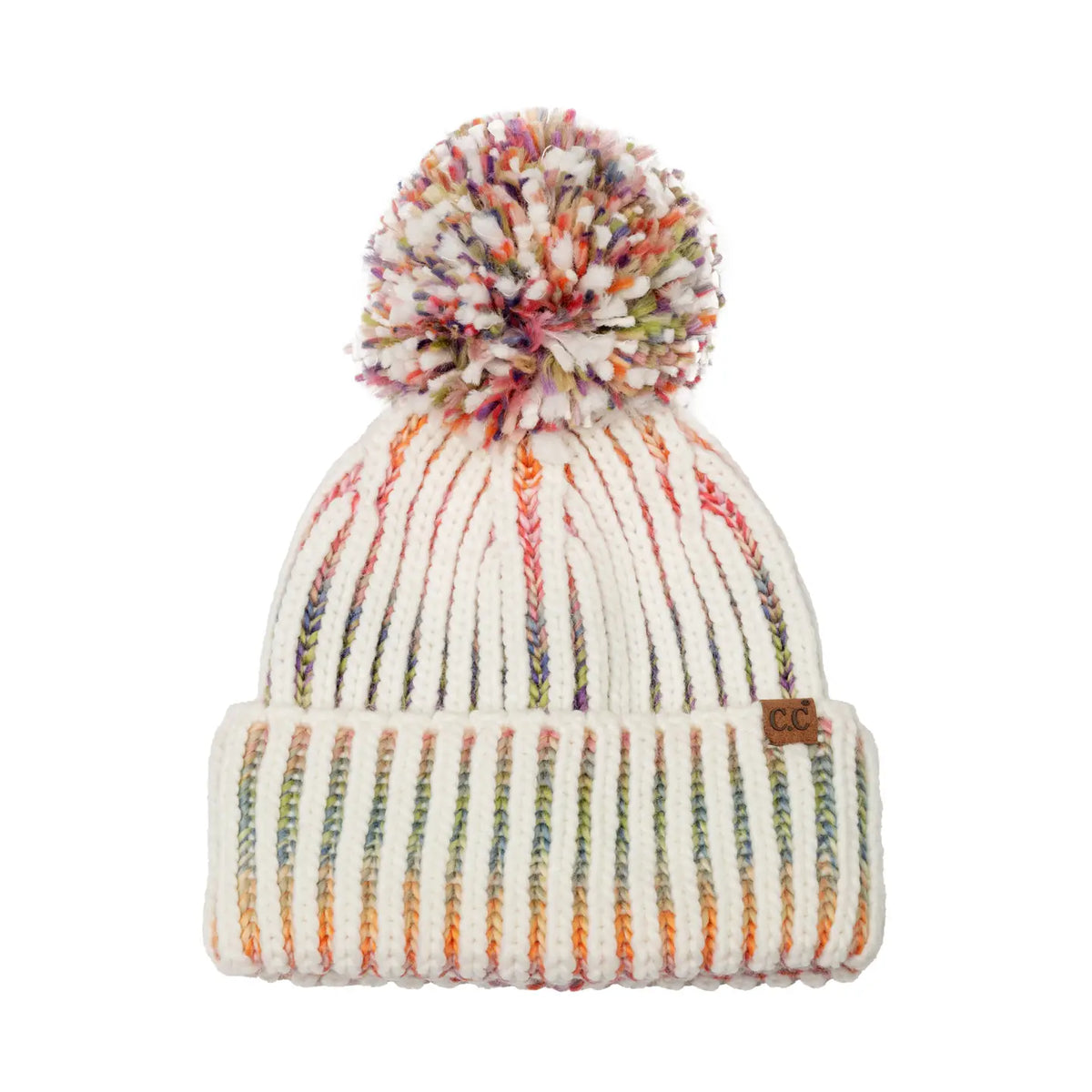 Ombre Rib Yarn Pom Beanie