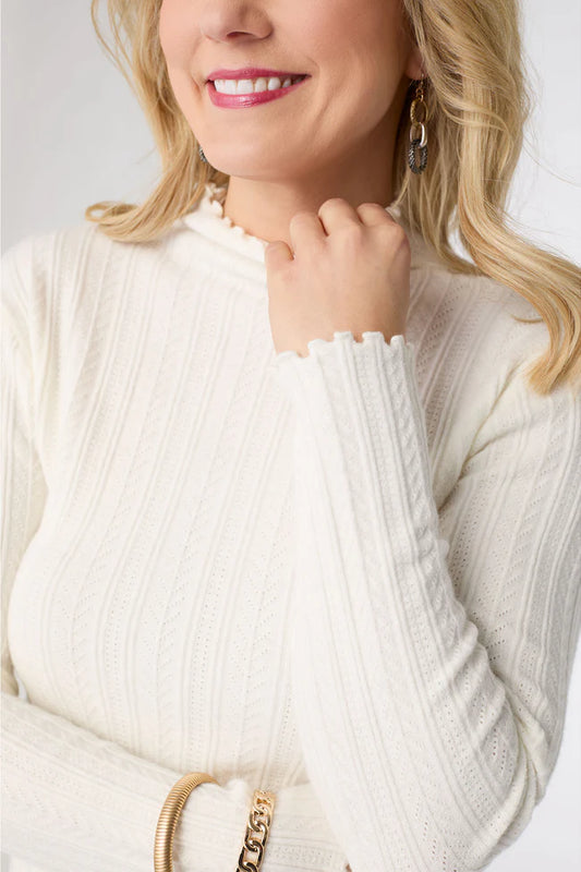 Funnel Neck Cable Knit Sweater