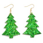 Glitter Christmas Tree Drop Earring