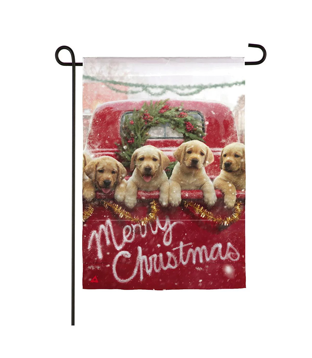 Flag Red Truck with Puppies Garden Suede Flag