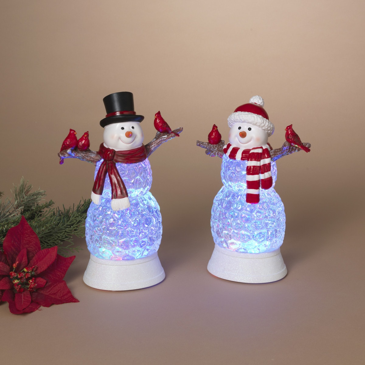 Spinning Water Globe Christmas Snowman Light, 2 Asst