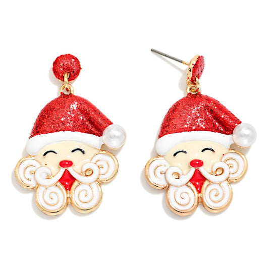 Christmas Enamel & Glitter Post Drop Earrings