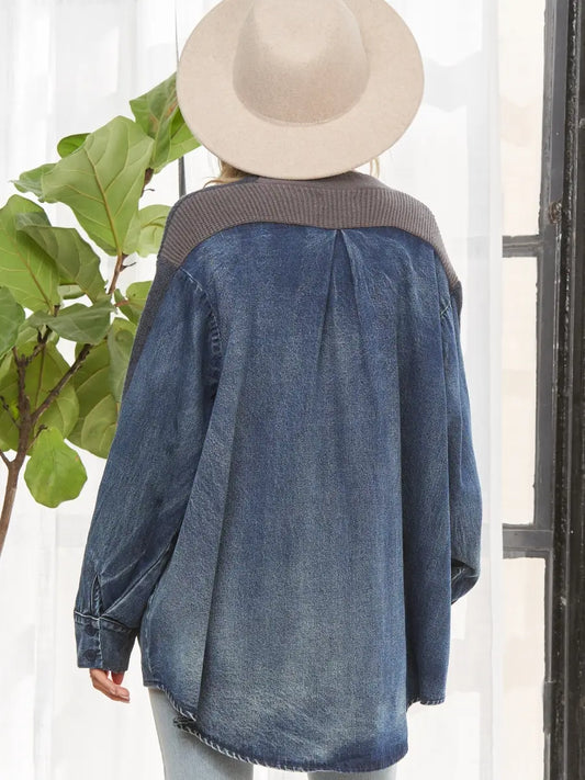 Mixed Media Oversized Cardigan