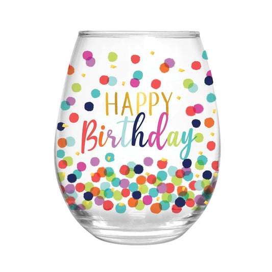 Stemless Glass W/Box, "Happy Birthday"