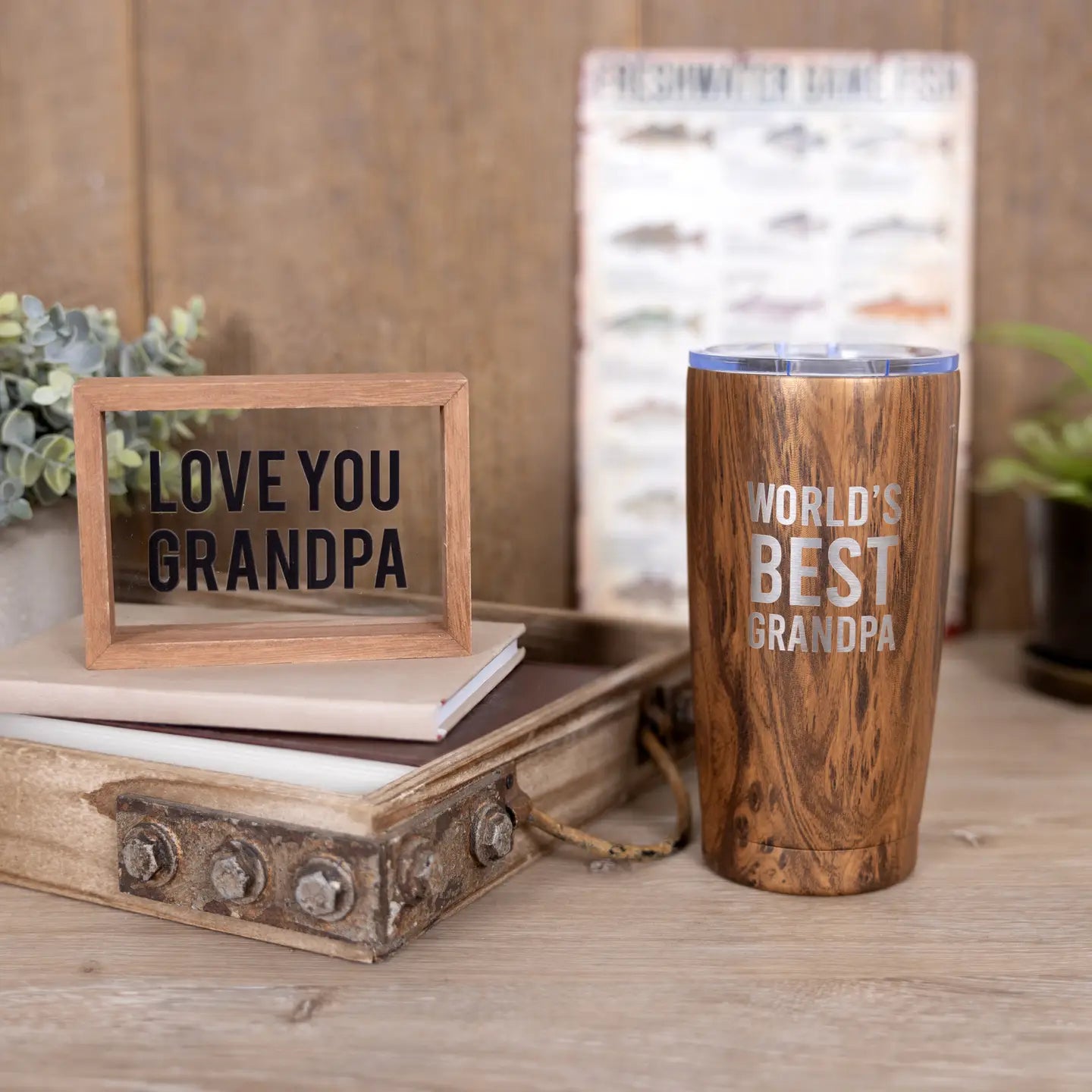 Love You Grandpa - 5.5" X 4" Wood Framed Glass Plaques