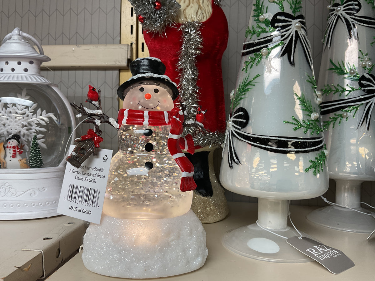 Lighted Snowman Spinning Water Globe - Two Styles