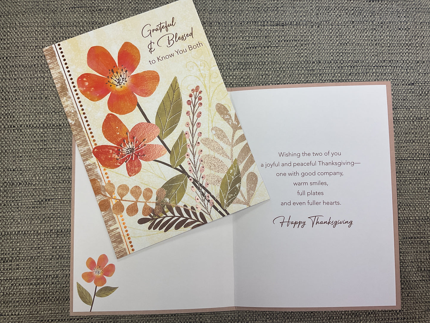 Grateful & Blessed to Know You Both - Thanksgiving Card