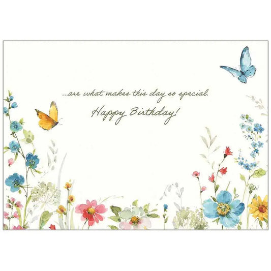 Blue Butterfly Field - Birthday Card