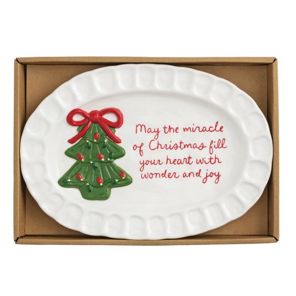 Christmas Bow Sentiment Plate, Asst