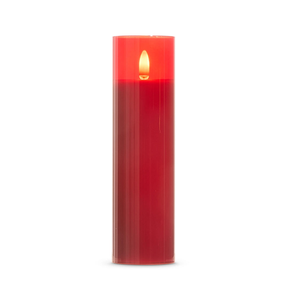 2" X 7" Red Glass Red Pillar Candle