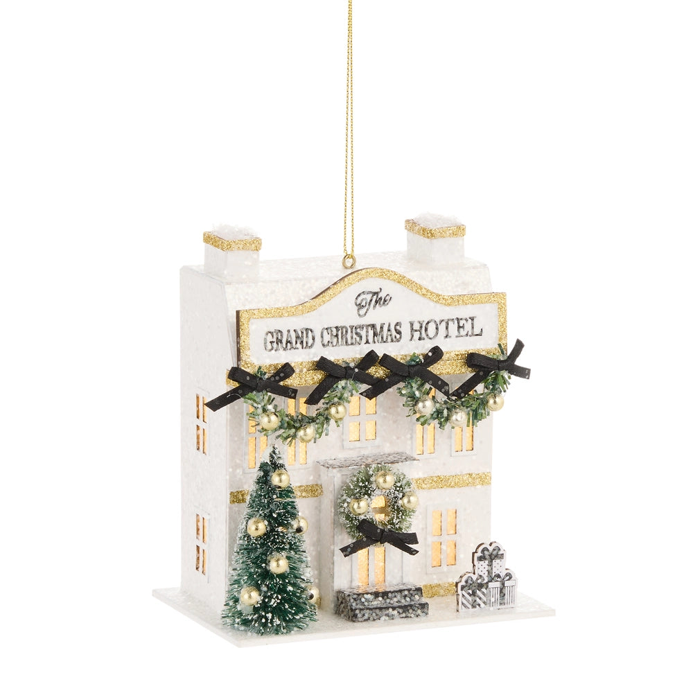 5" Lighted Paper Christmas Hotel Ornament
