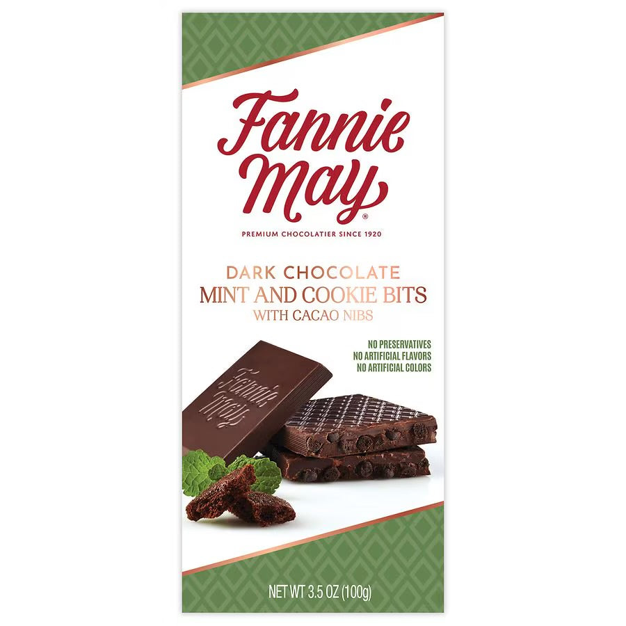 Fannie May Dark Chocolate Mint and Cookie Bits Tablet 3.5oz