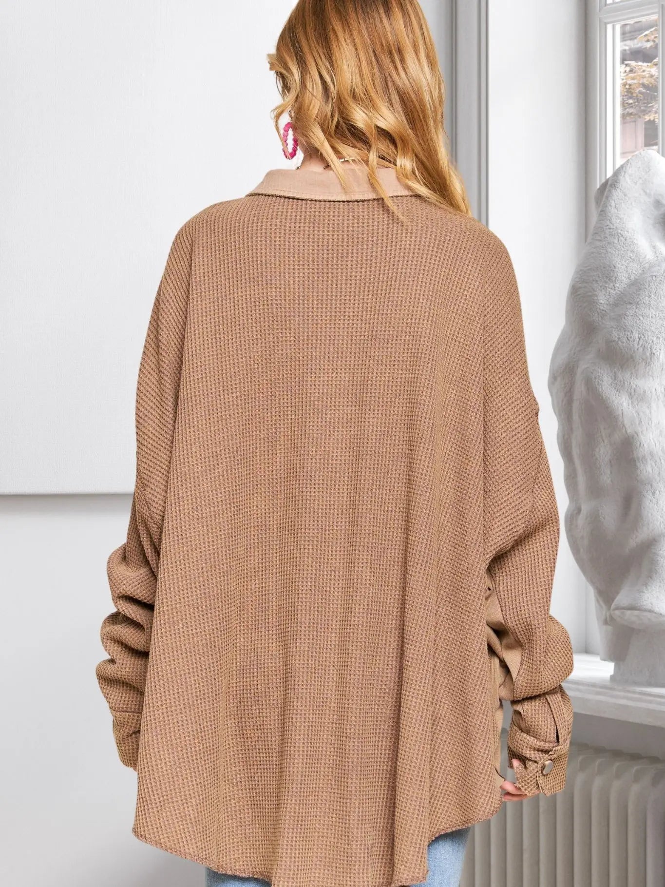 Classic Collar Raw Button Down Top