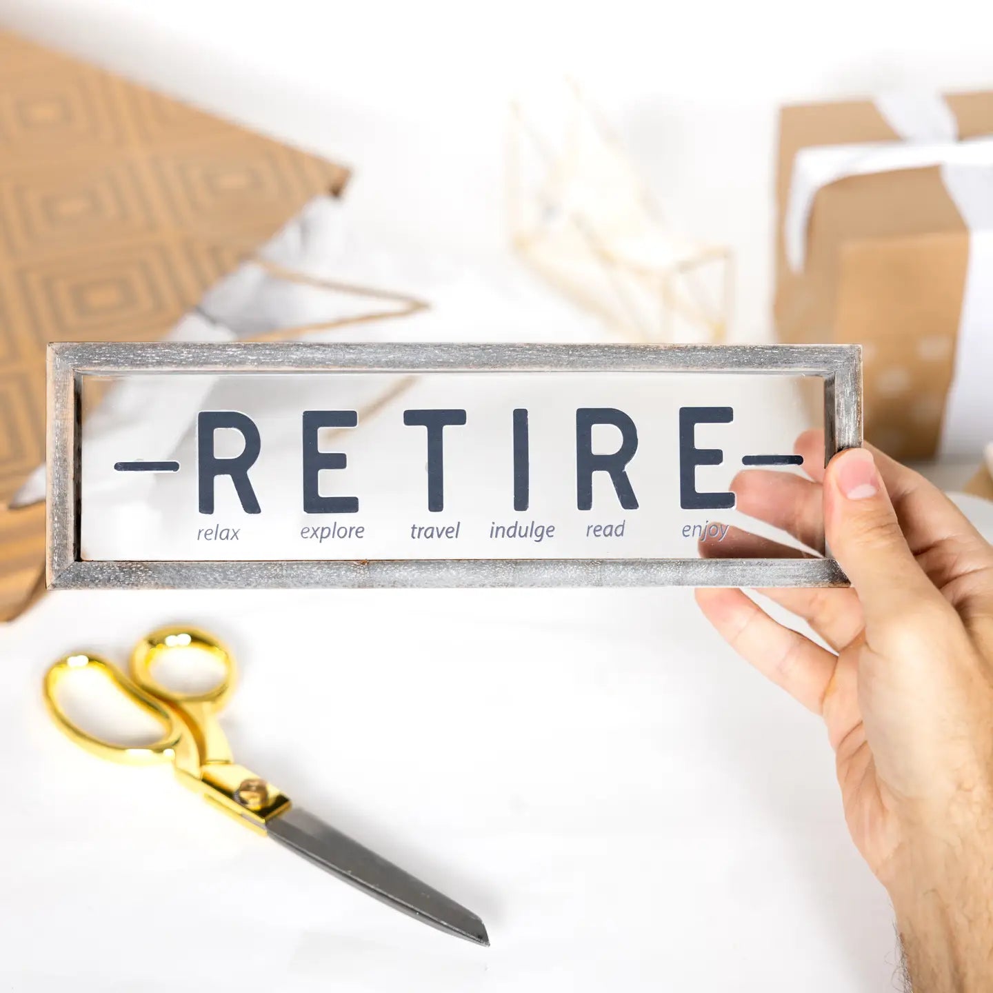 Retire Framed Glass Plaque