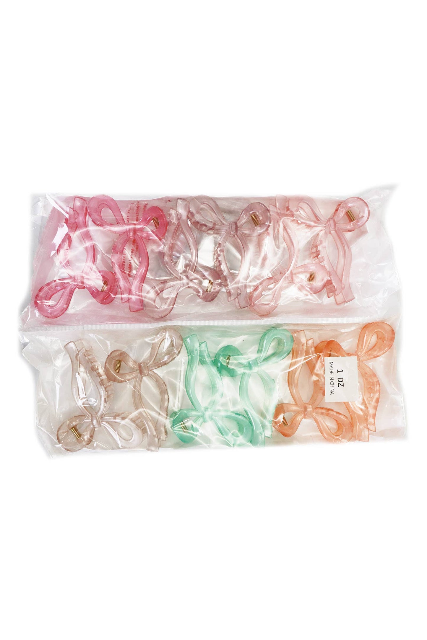 Pastel Jelly Clear Wavy Ribbon Bow Hair Claw