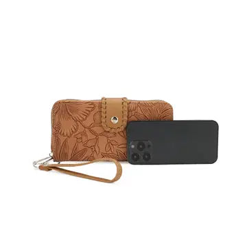Zoila Zip Around Bifold Tooled Wristlet Wallet