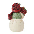 Highland Glen Snowman Poinsettia Basket Figurine
