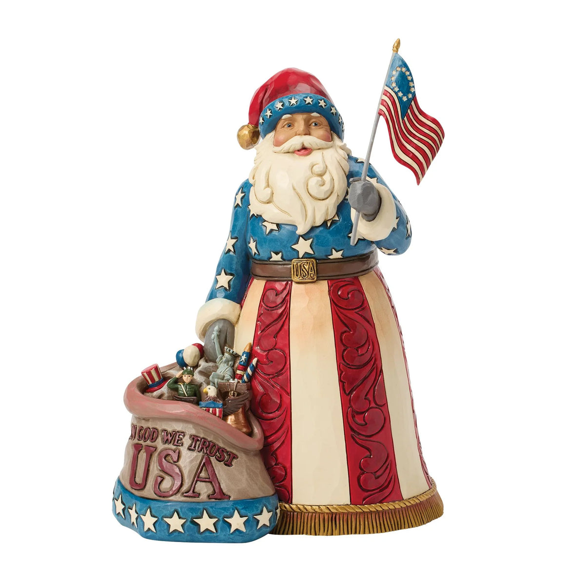 Jim Shore Fig Patriotic Santa w/ Flag
