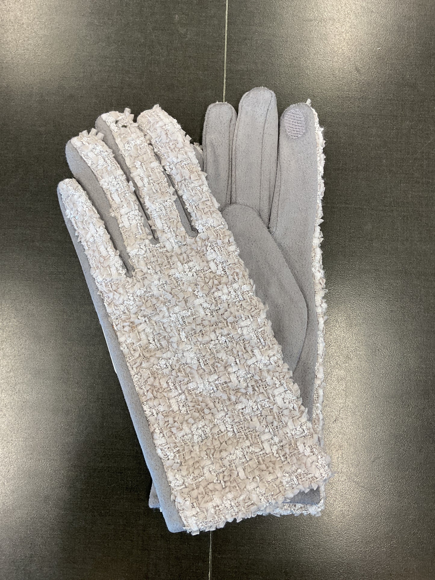 Shimmering Tweed Faux Suede Gloves
