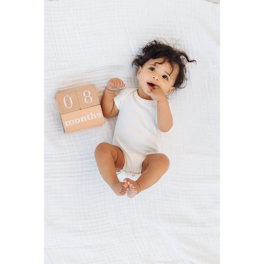 Natural Wooden Milestone Blocks Photo Prop