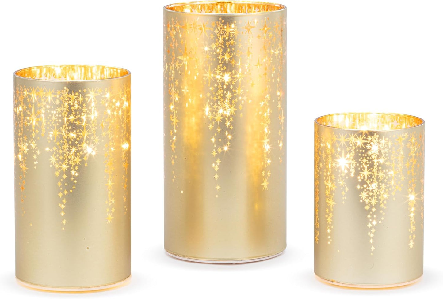 Christmas Gold Star Holiday Hurricane Candle