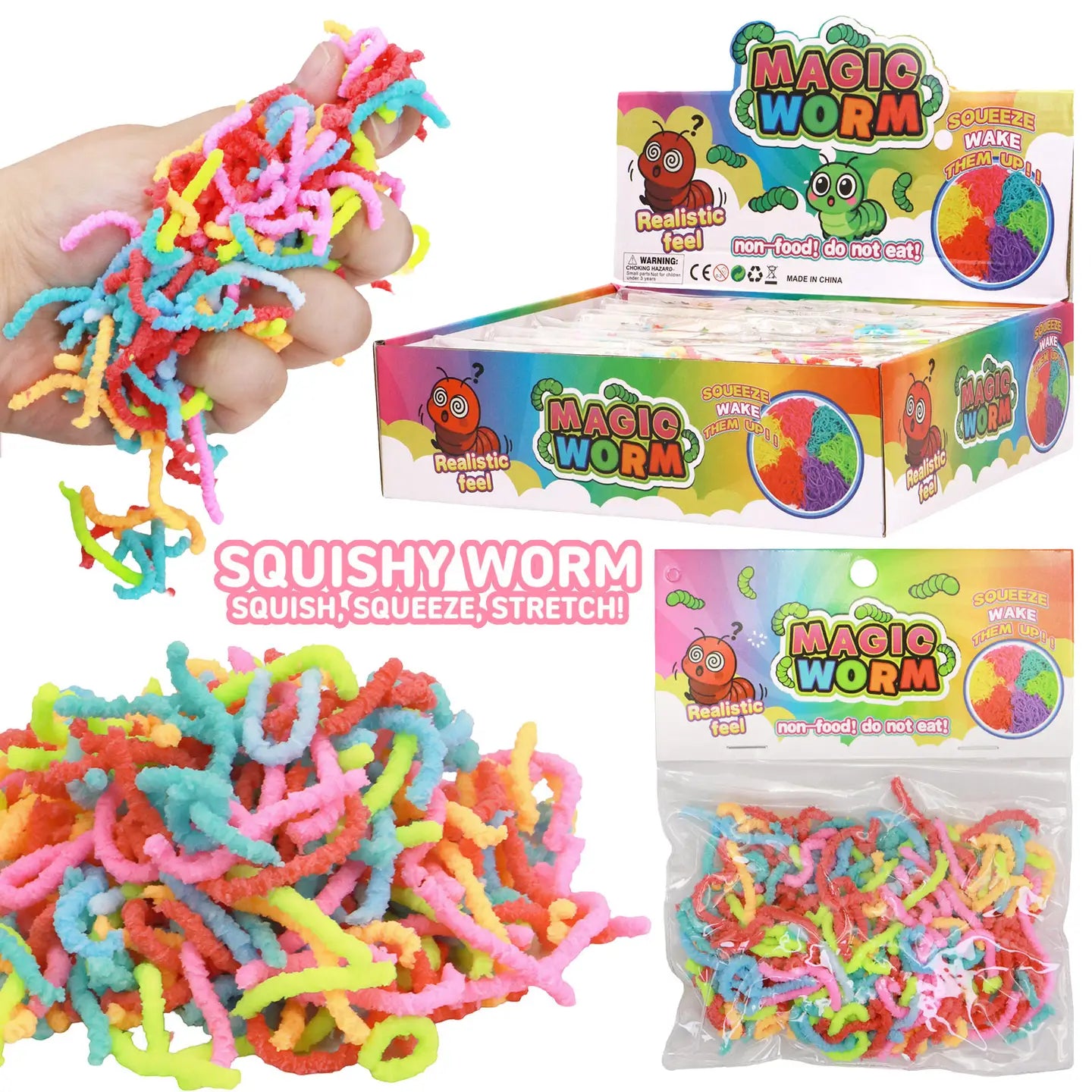 Squeeze Magic Wiggly Noodles Fidget Sensory Squishy Bag