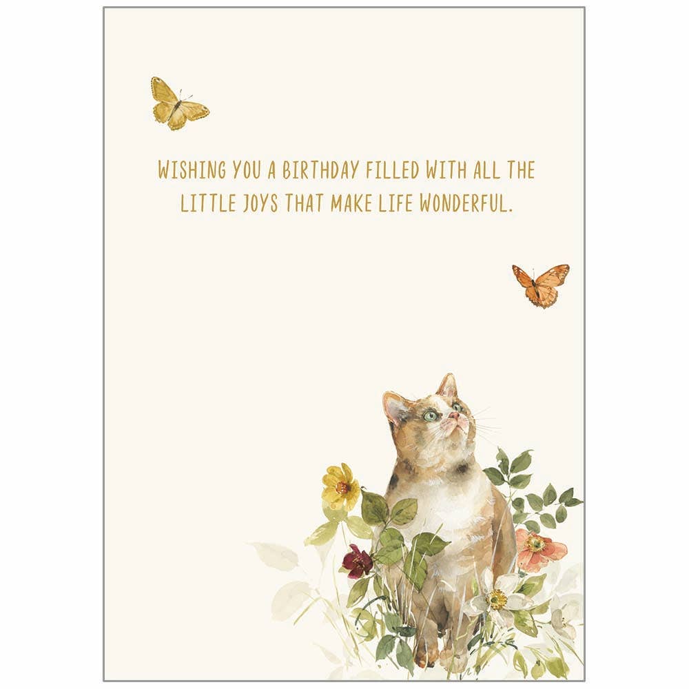 Cat with Butterflies - Birthday Card