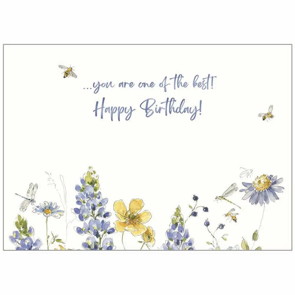 Dragonfly and Flowers - Birthday Card