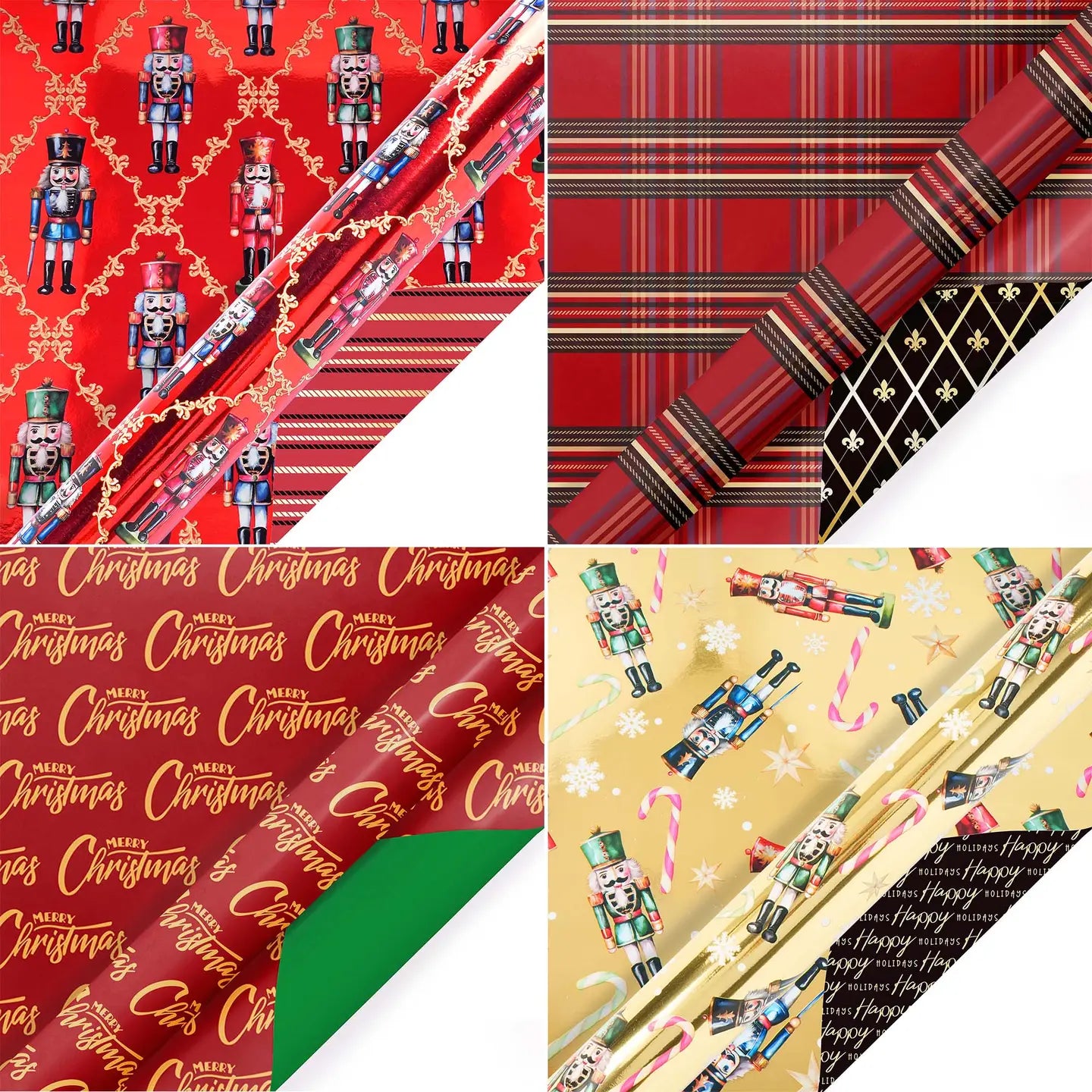 30" X 10' Wrapping Paper Bundle (4-pack) | Ruby Nutcracker