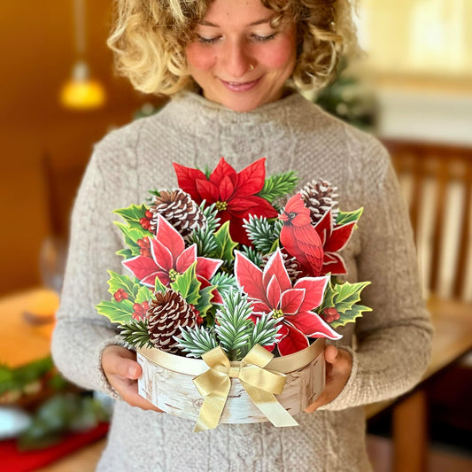 Birch Poinsettia Pop-Up Christmas Decor/Card