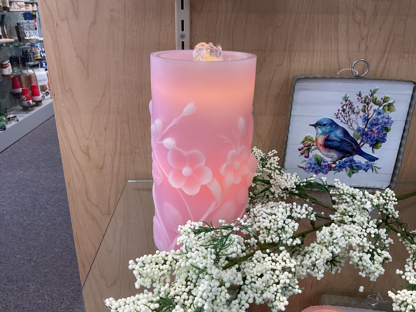 Pink Jasmine Water Fountain Electric Candle
