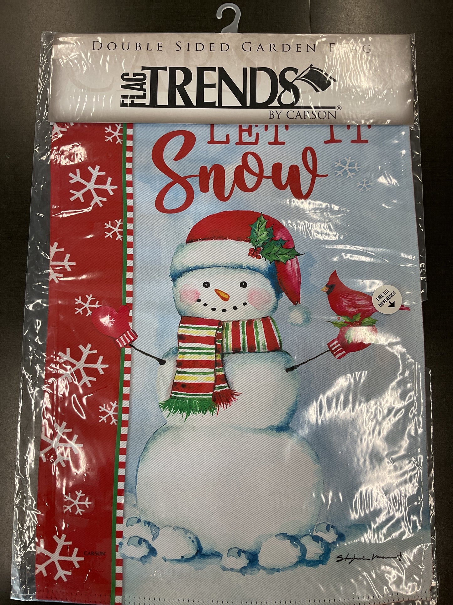 Snowman Cardinal Garden Flag