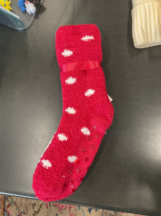 2 Pair Snowman & Red Polka Dot shea Butter, Eucalyptus and Mint Infused Spa Socks
